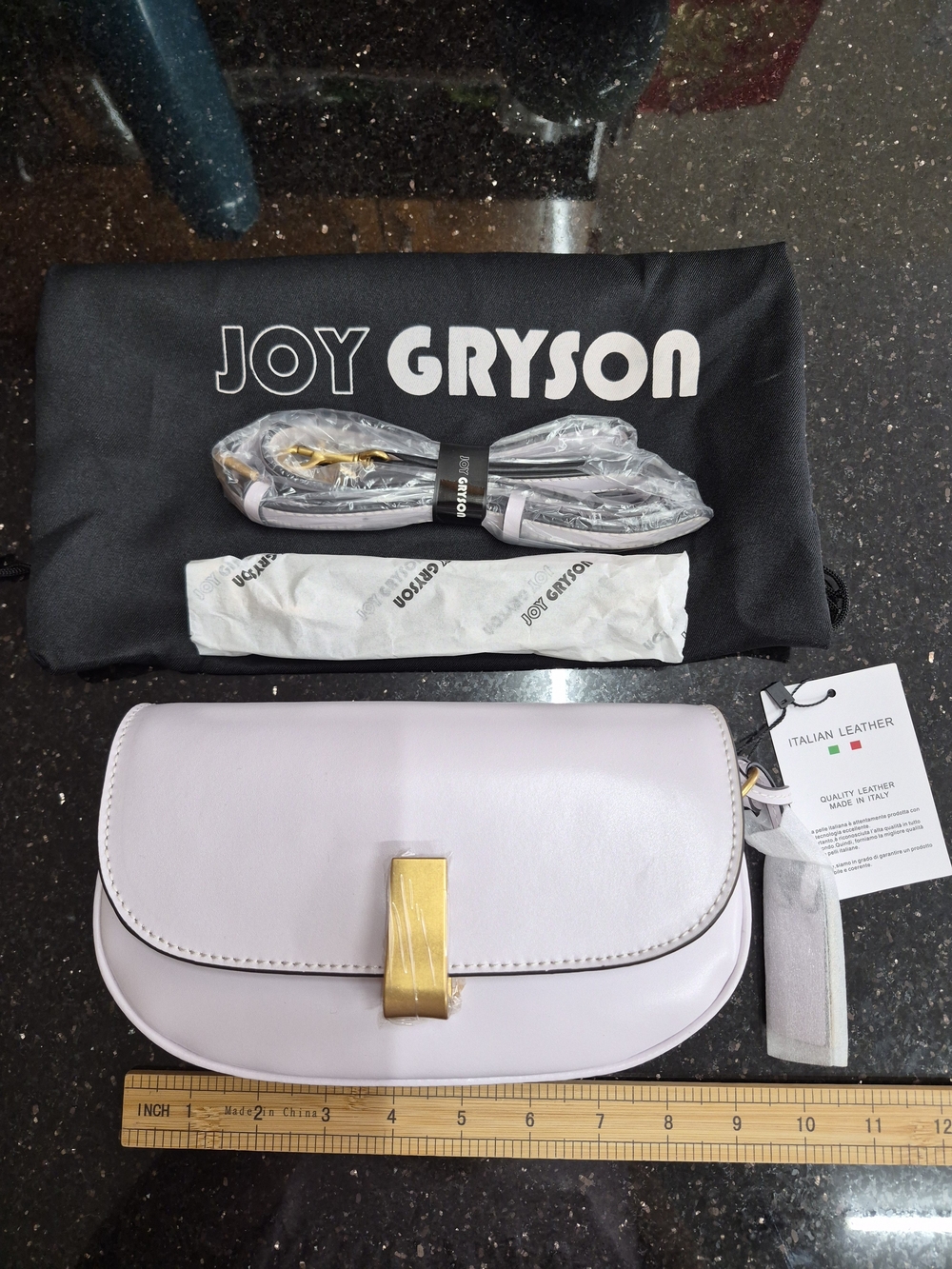 JOY GRYSON (Korean Brand) Lavender Leather Crossbody Bag with Gold Hardware